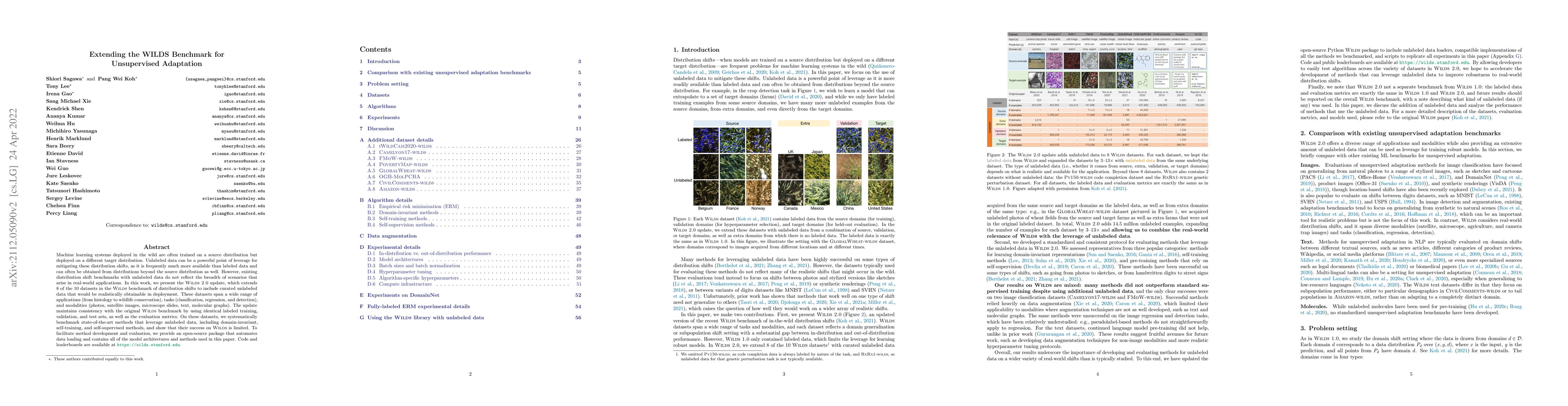 Thumbnail for Extending the WILDS Benchmark for Unsupervised Adaptation