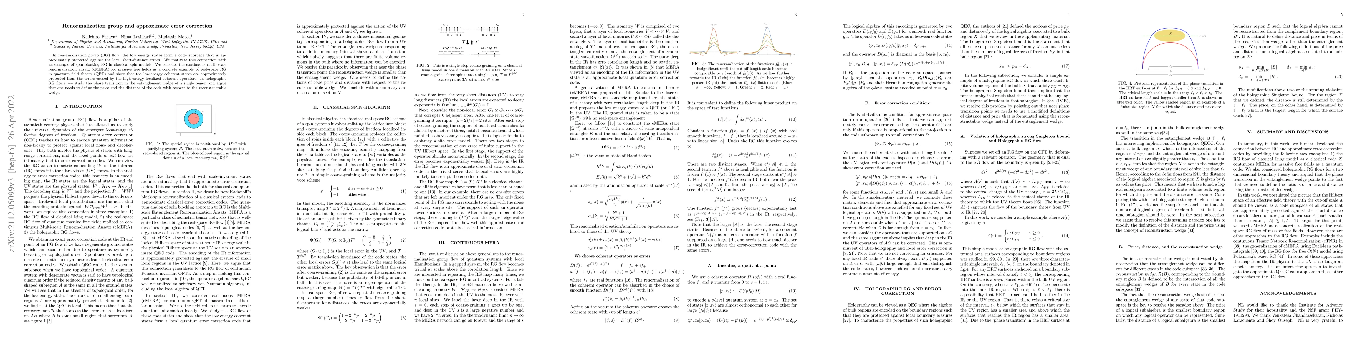 Thumbnail for Renormalization group and approximate error correction