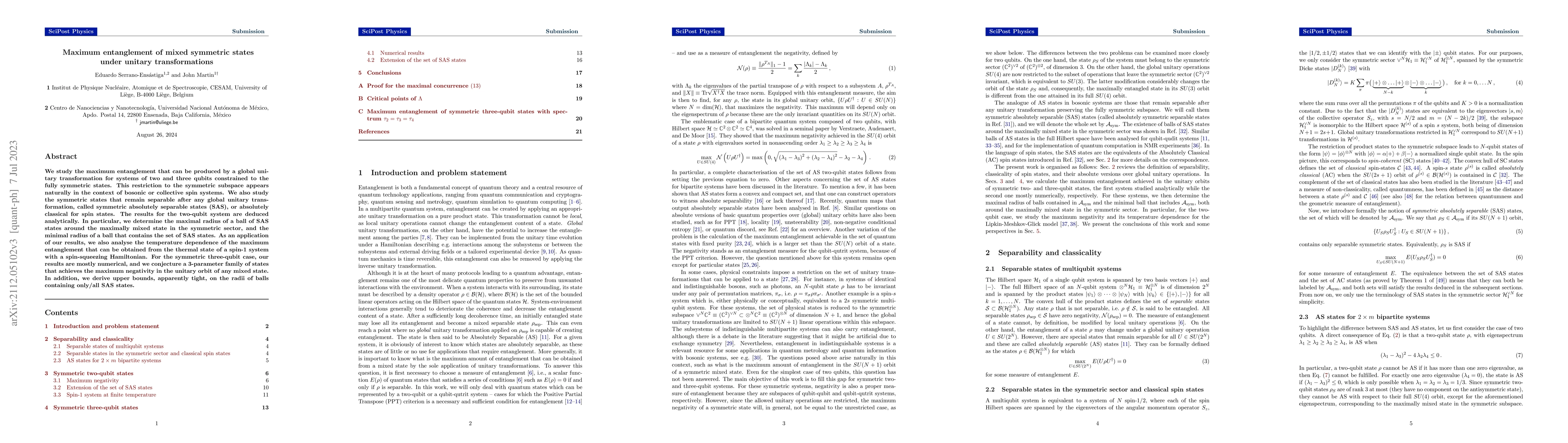 Thumbnail for Maximum entanglement of mixed symmetric states under unitary
  transformations