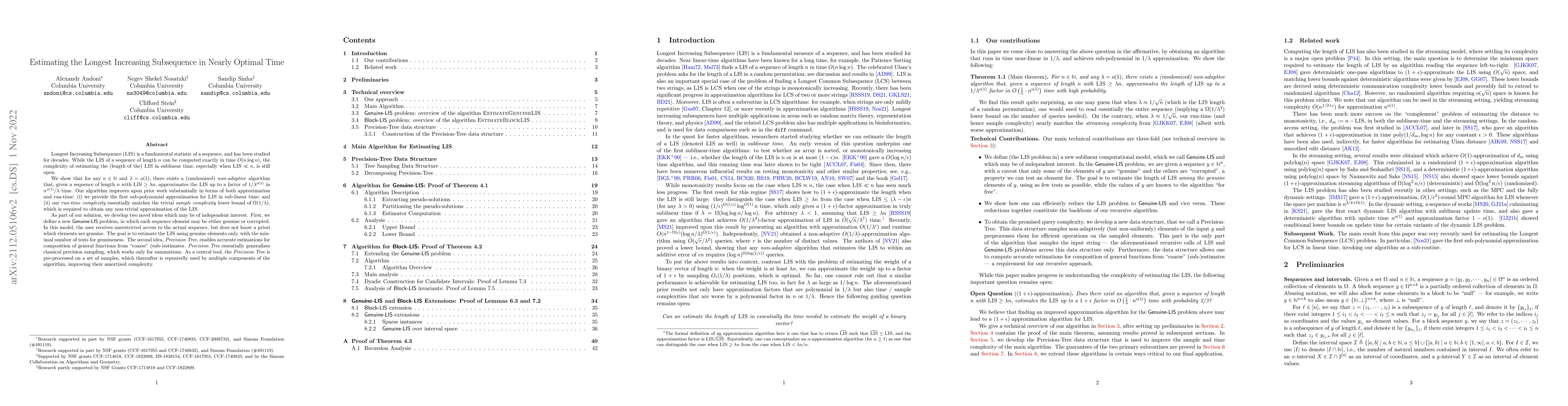 Thumbnail for Estimating the Longest Increasing Subsequence in Nearly Optimal Time