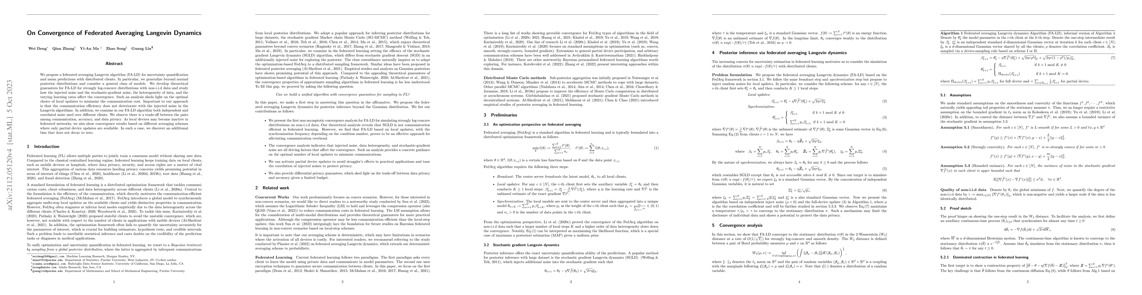 Thumbnail for On Convergence of Federated Averaging Langevin Dynamics