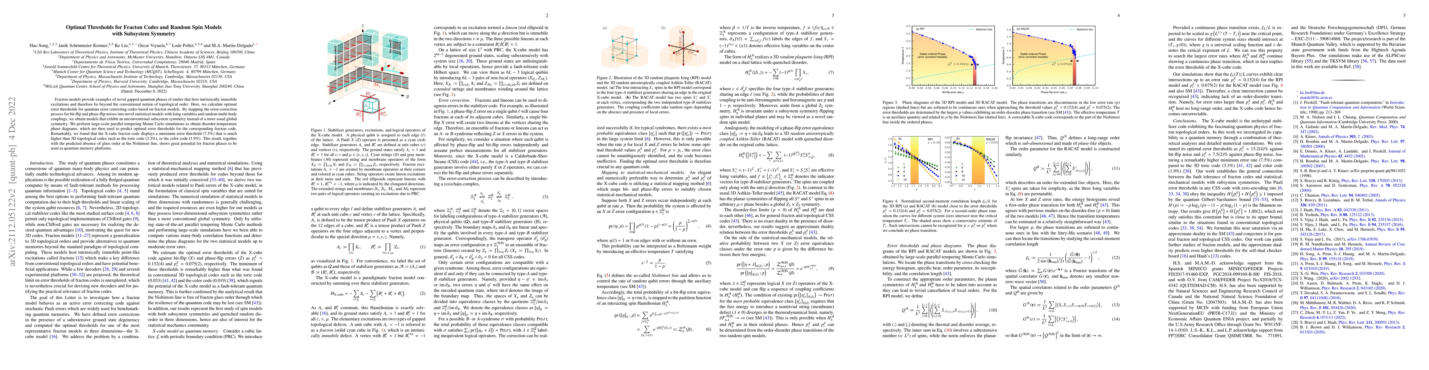 Thumbnail for Optimal Thresholds for Fracton Codes and Random Spin Models with
  Subsystem Symmetry