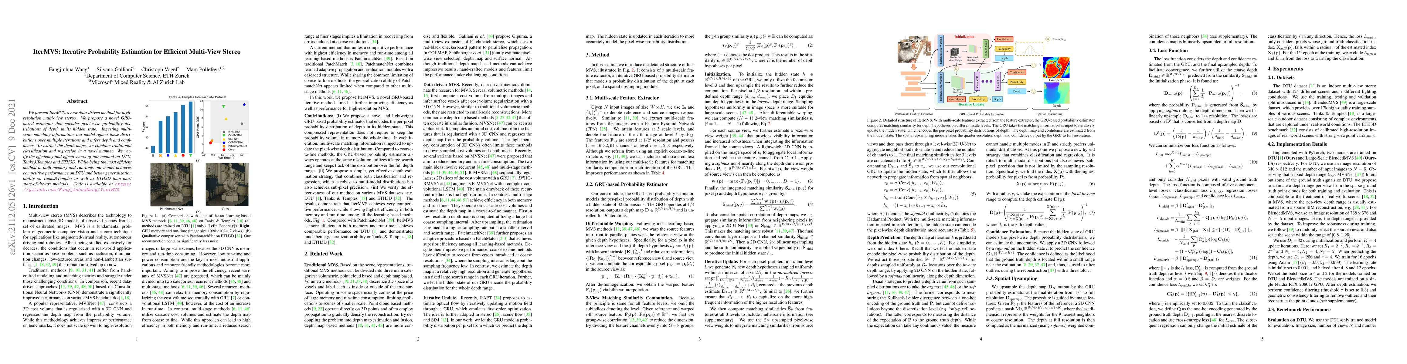 Thumbnail for IterMVS: Iterative Probability Estimation for Efficient Multi-View
  Stereo