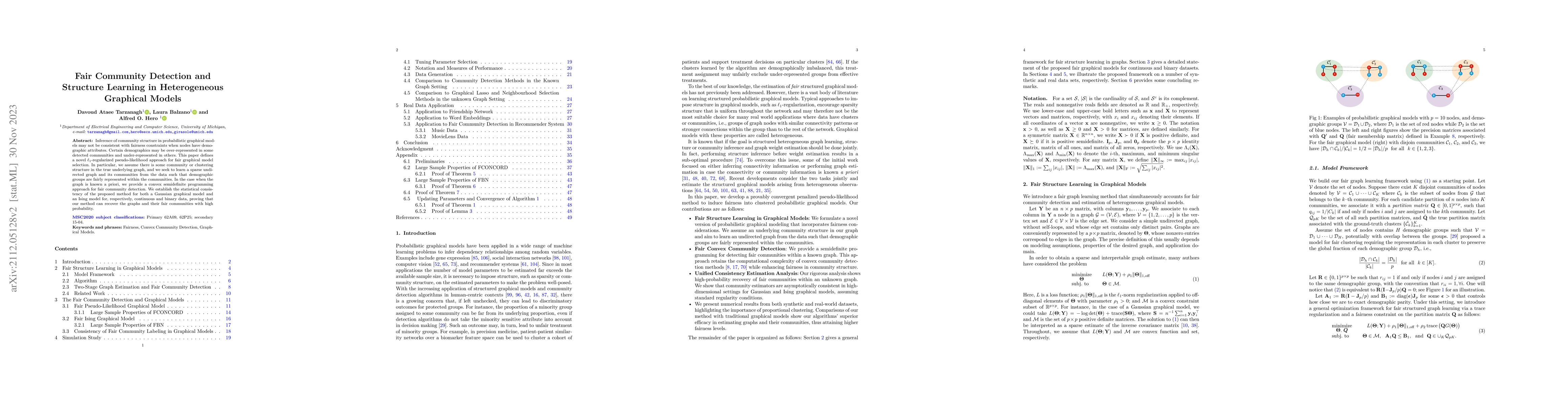 Thumbnail for Fair Community Detection and Structure Learning in Heterogeneous
  Graphical Models