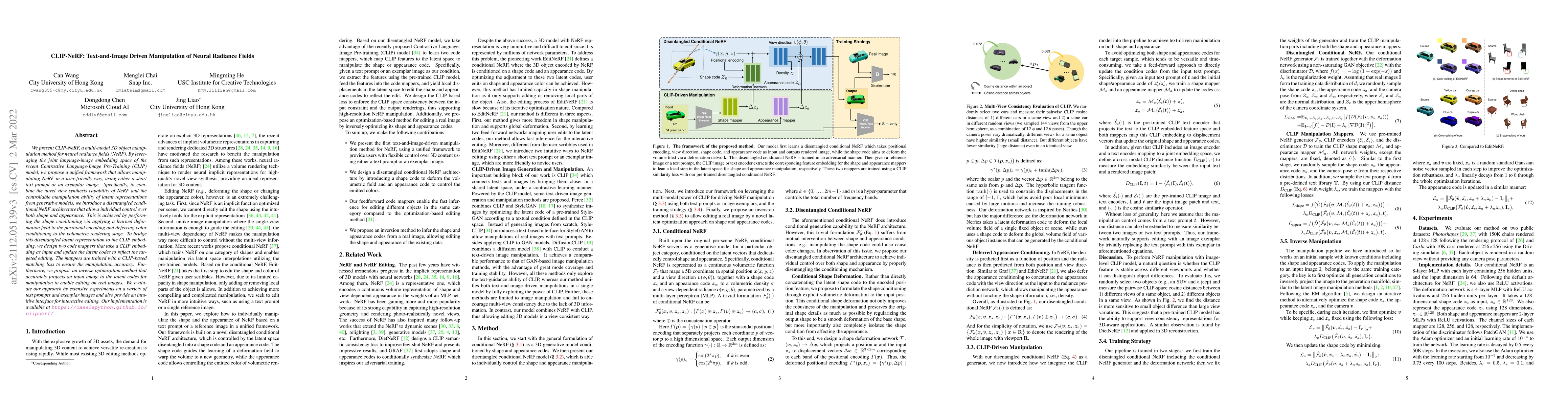 Thumbnail for CLIP-NeRF: Text-and-Image Driven Manipulation of Neural Radiance Fields
