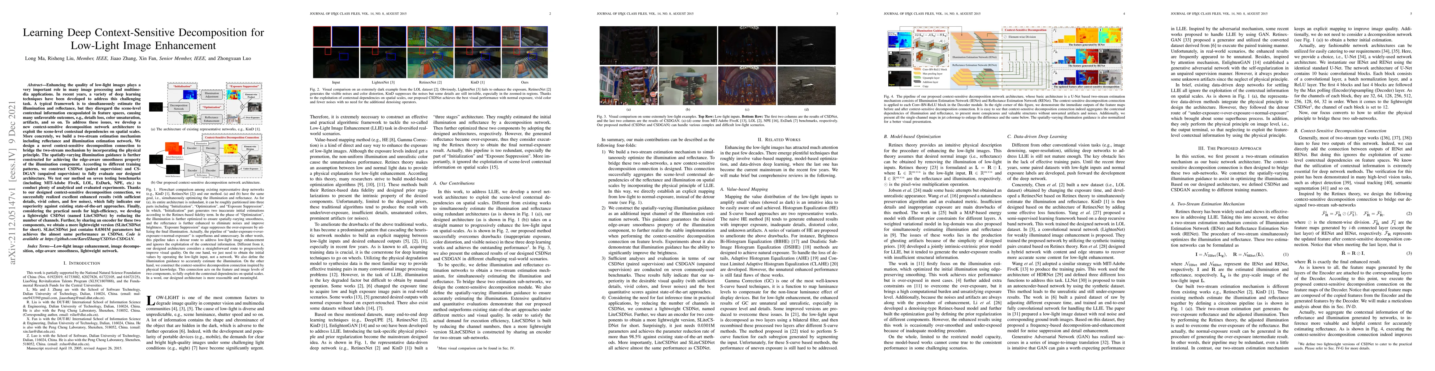 Thumbnail for Learning Deep Context-Sensitive Decomposition for Low-Light Image
  Enhancement