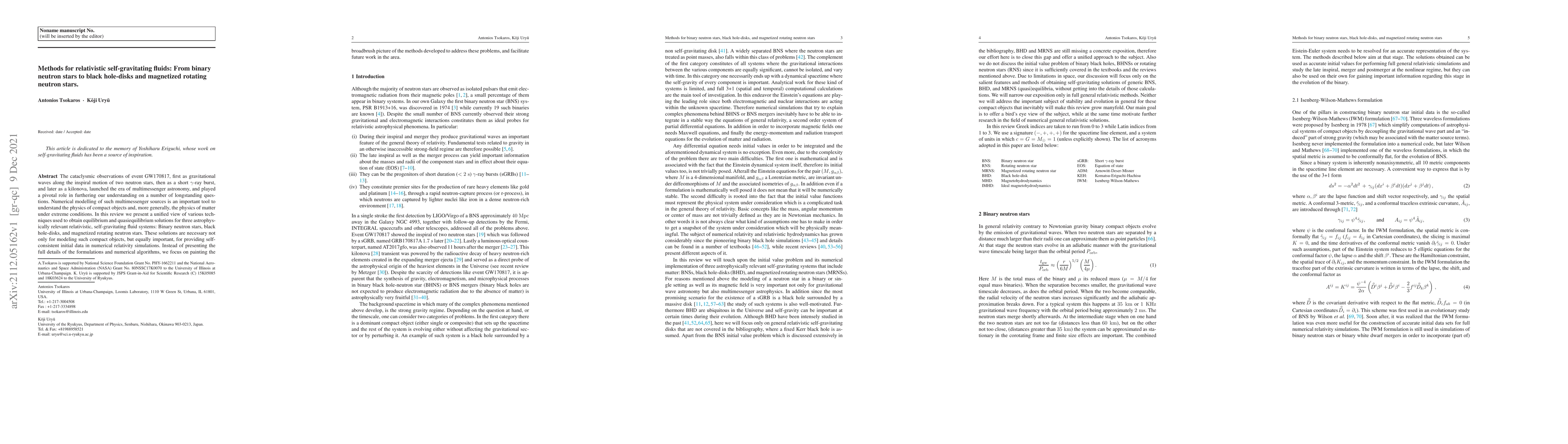 Thumbnail for Methods for relativistic self-gravitating fluids: From binary neutron
  stars to black hole-disks and magnetized rotating neutron stars