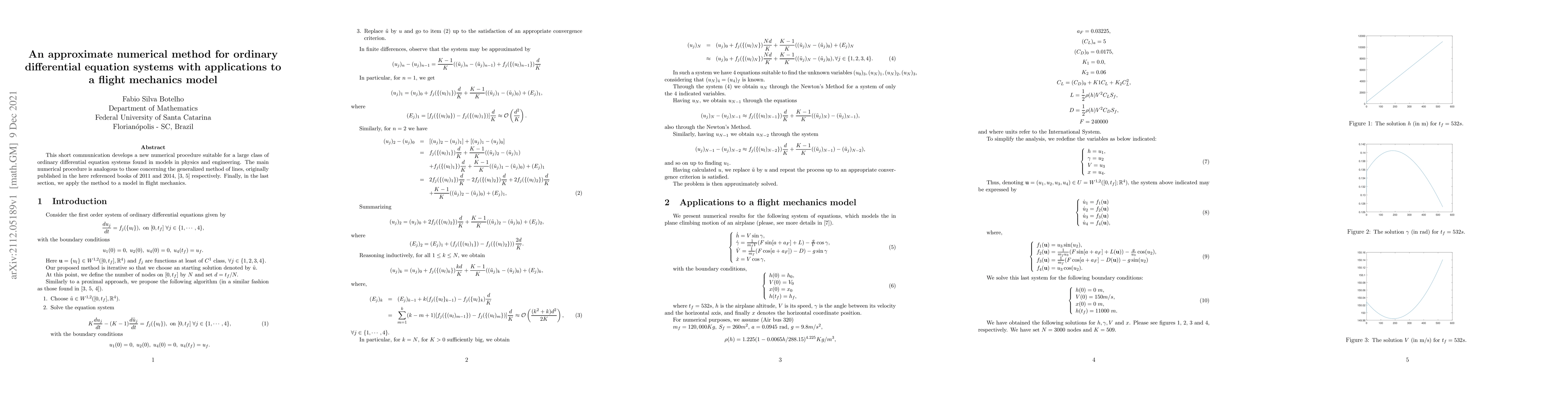 Thumbnail for An approximate numerical method for ordinary differential equation
  systems with applications to a flight mechanics model