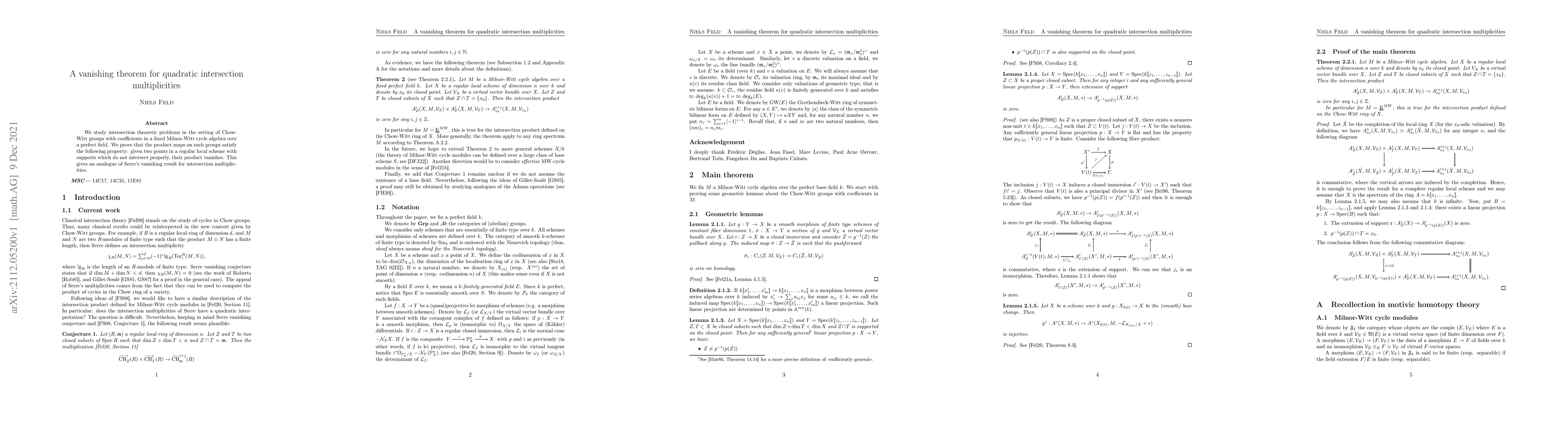 Thumbnail for A vanishing theorem for quadratic intersection multiplicities