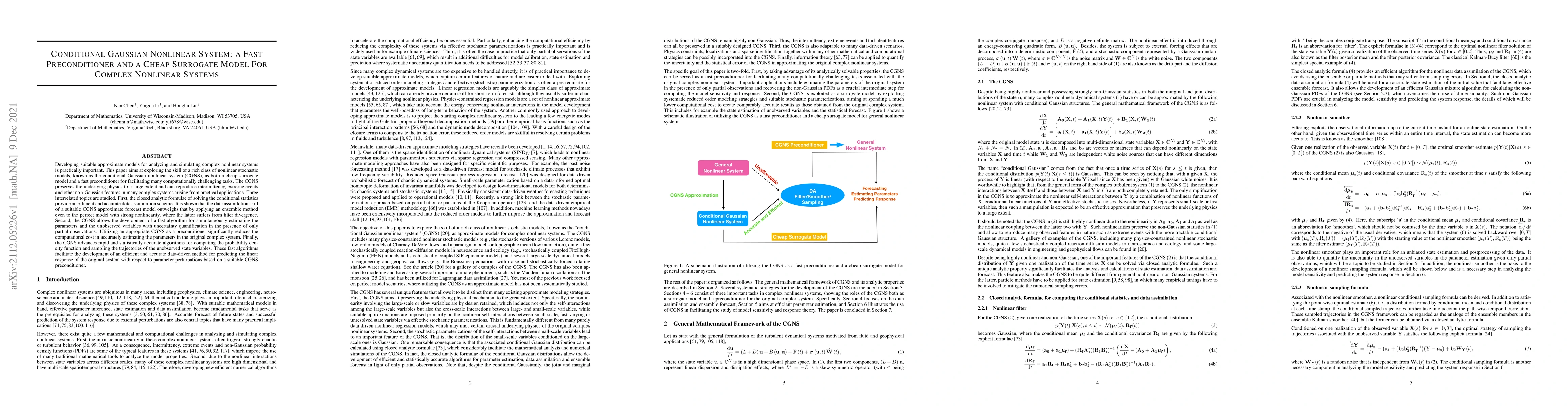 Thumbnail for Conditional Gaussian Nonlinear System: a Fast Preconditioner and a Cheap
  Surrogate Model For Complex Nonlinear Systems