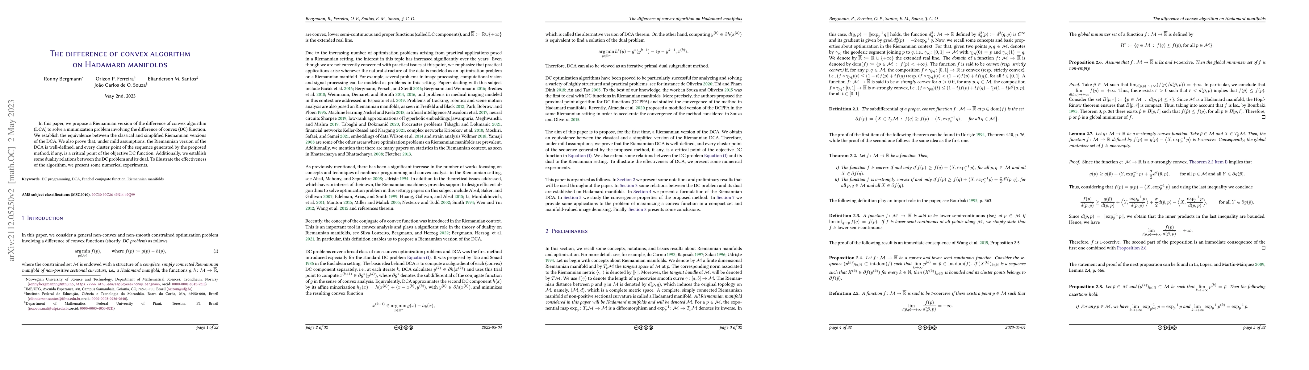 Thumbnail for The difference of convex algorithm on Hadamard manifolds