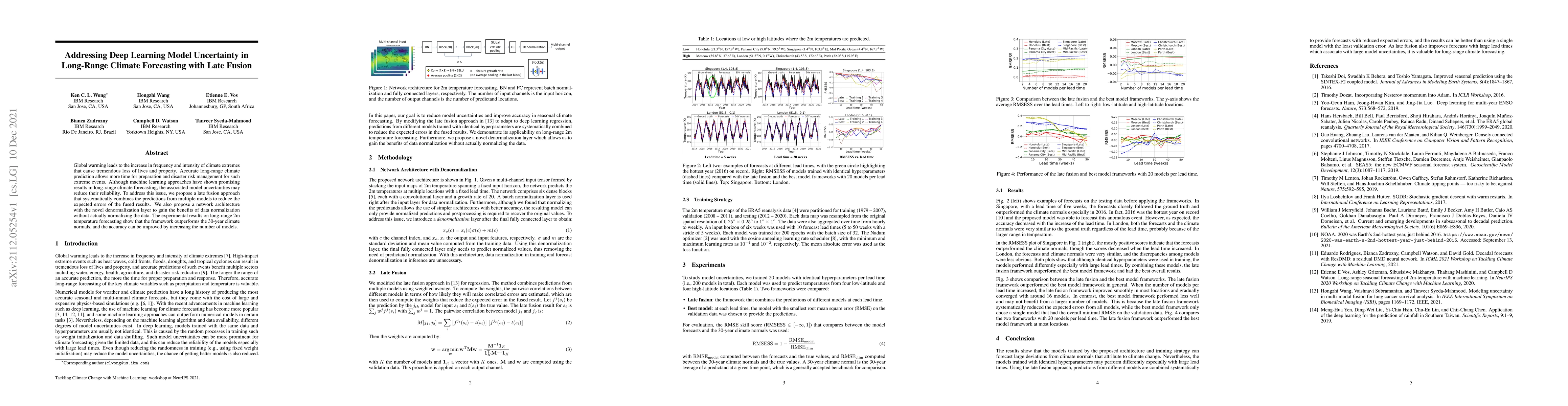 Thumbnail for Addressing Deep Learning Model Uncertainty in Long-Range Climate
  Forecasting with Late Fusion