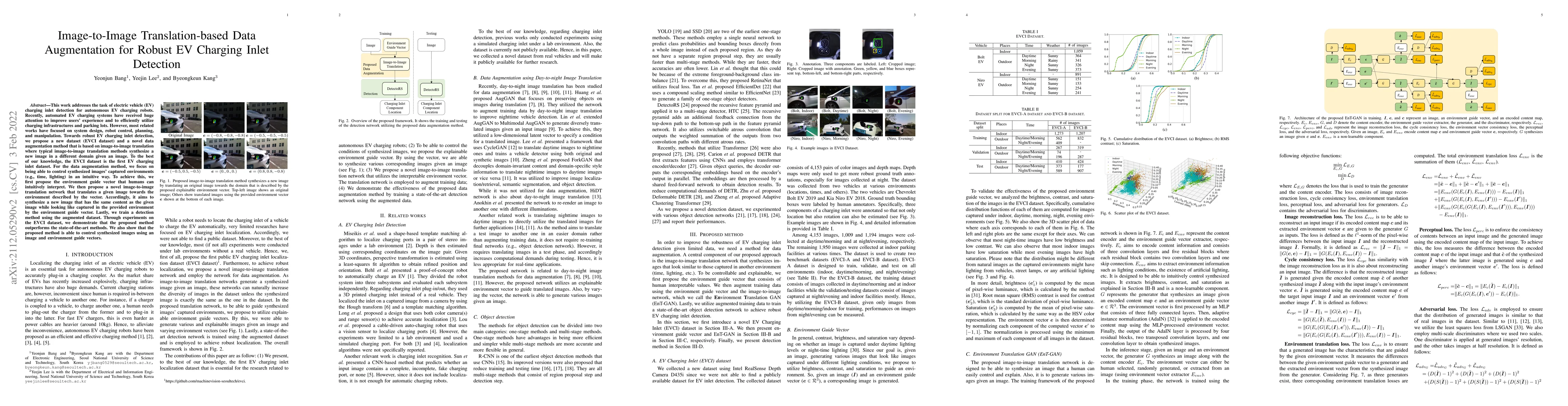 Thumbnail for Image-to-Image Translation-based Data Augmentation for Robust EV
  Charging Inlet Detection