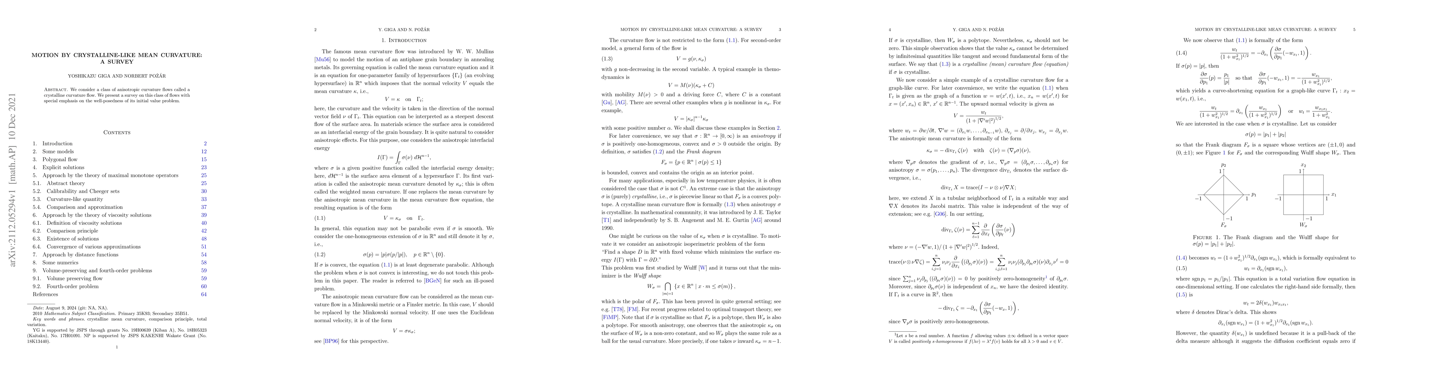 Thumbnail for Motion by crystalline-like mean curvature: a survey