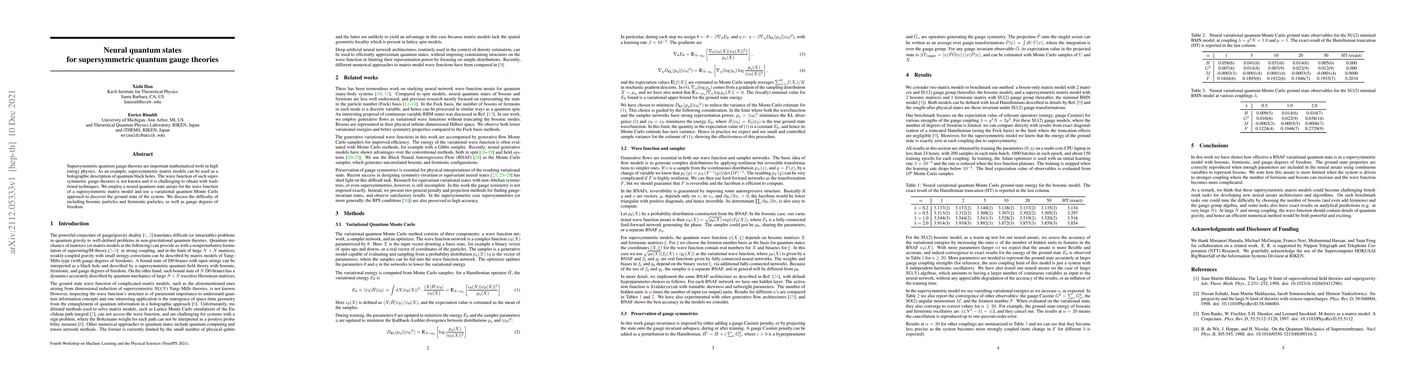 Thumbnail for Neural quantum states for supersymmetric quantum gauge theories