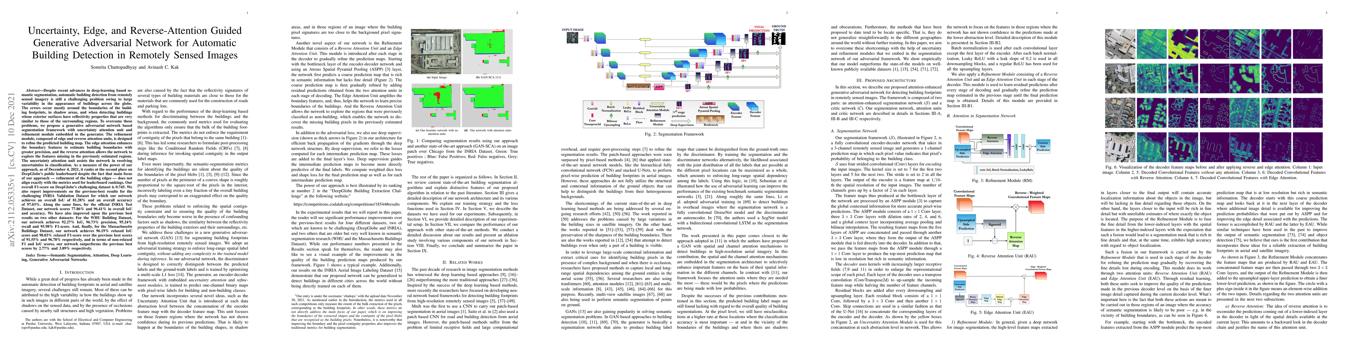 Thumbnail for Uncertainty, Edge, and Reverse-Attention Guided Generative Adversarial
  Network for Automatic Building Detection in Remotely Sensed Images