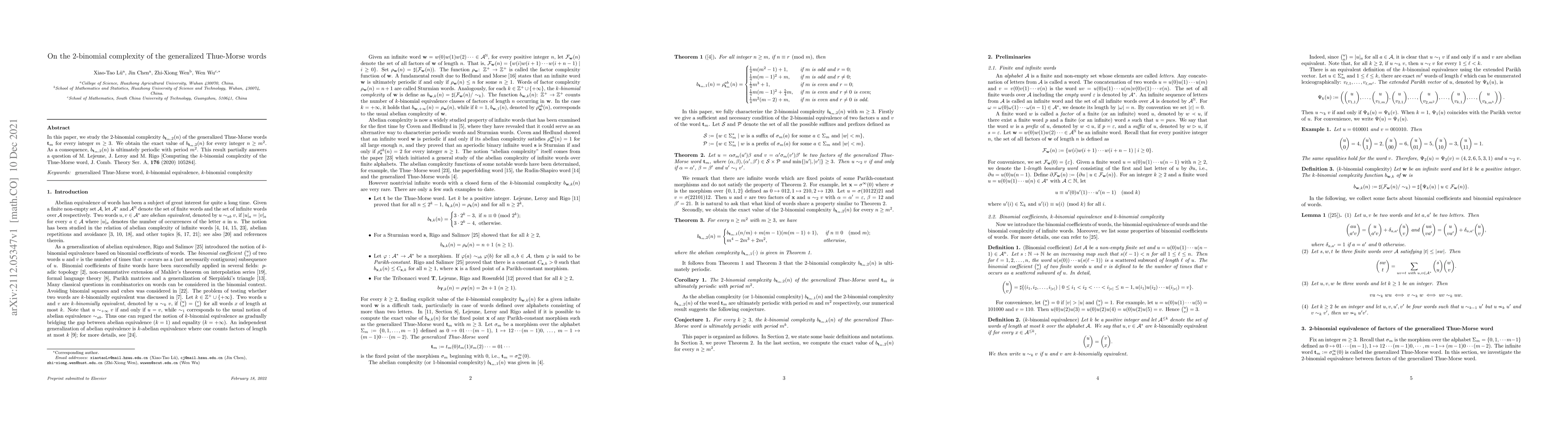 Thumbnail for On the 2-binomial complexity of the generalized Thue-Morse words
