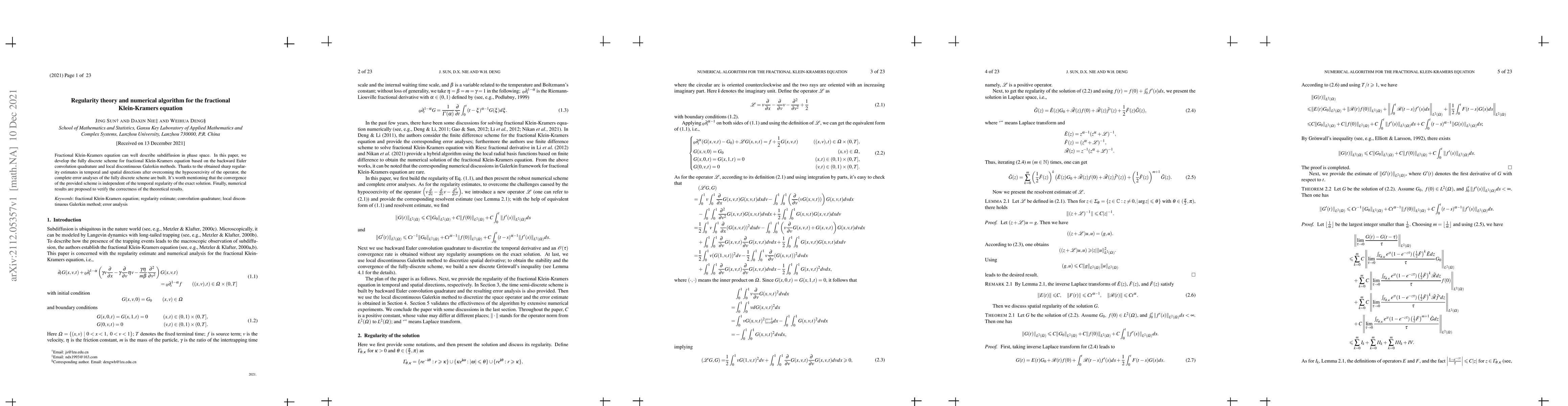 Thumbnail for Regularity theory and numerical algorithm for the fractional
  Klein-Kramers equation