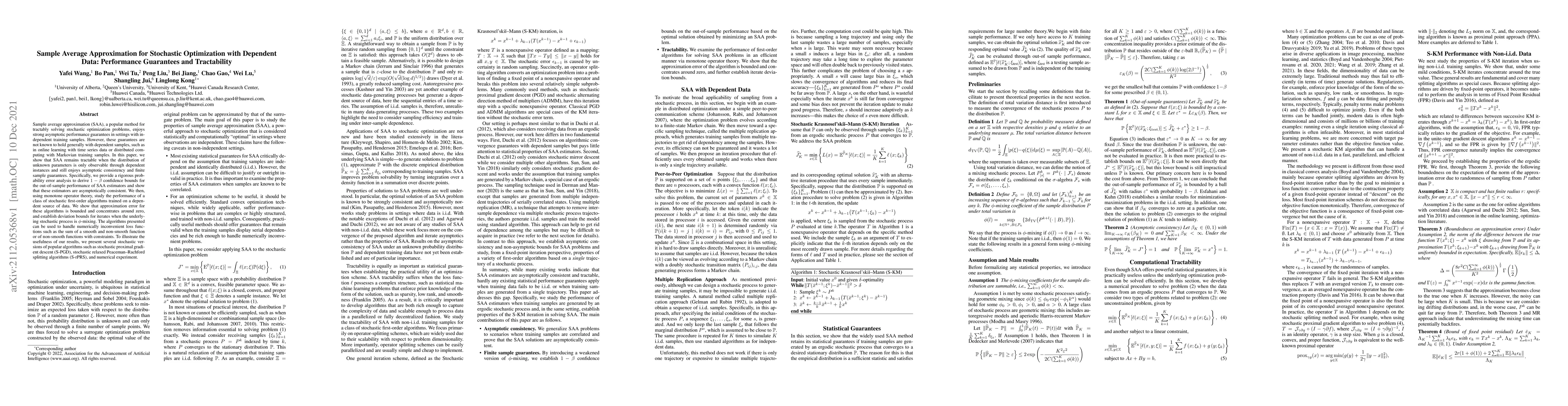 Thumbnail for Sample Average Approximation for Stochastic Optimization with Dependent
  Data: Performance Guarantees and Tractability