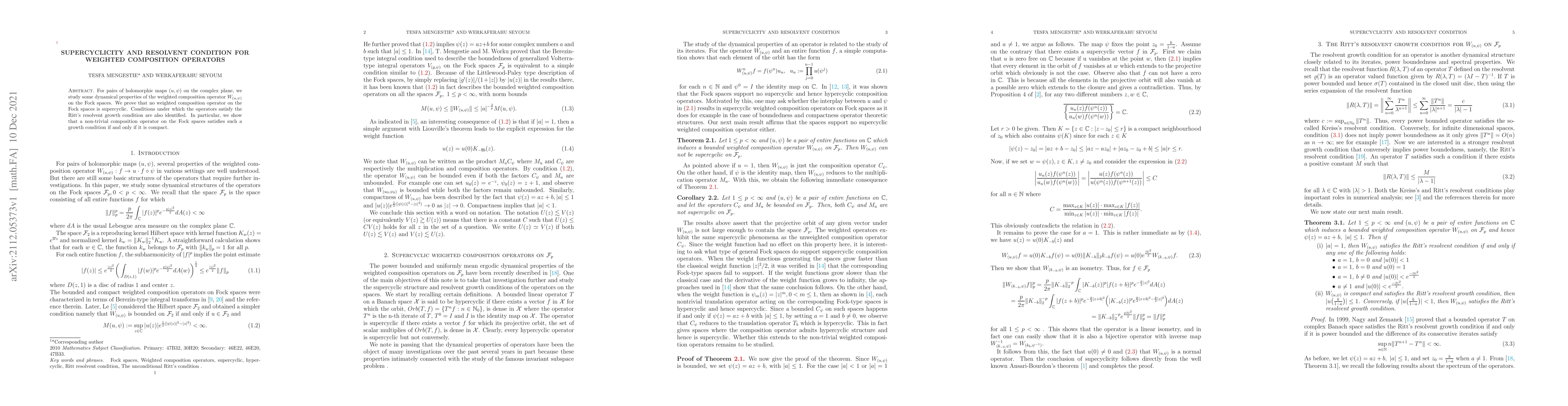 Thumbnail for Supercyclicity and resolvent condition for weighted composition
  operators