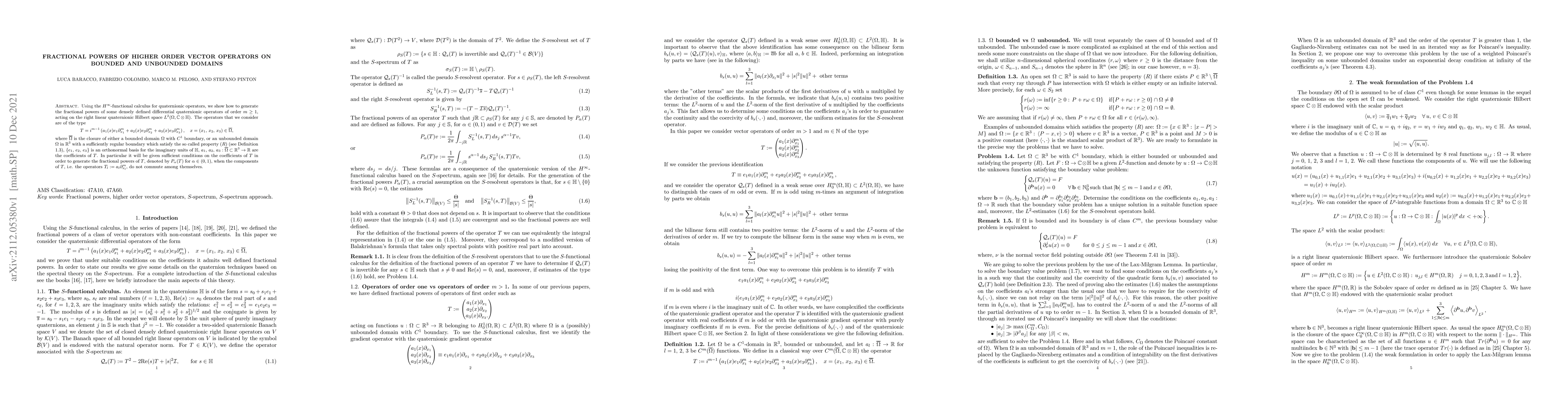 Thumbnail for Fractional powers of higher order vector operators on bounded and
  unbounded domains