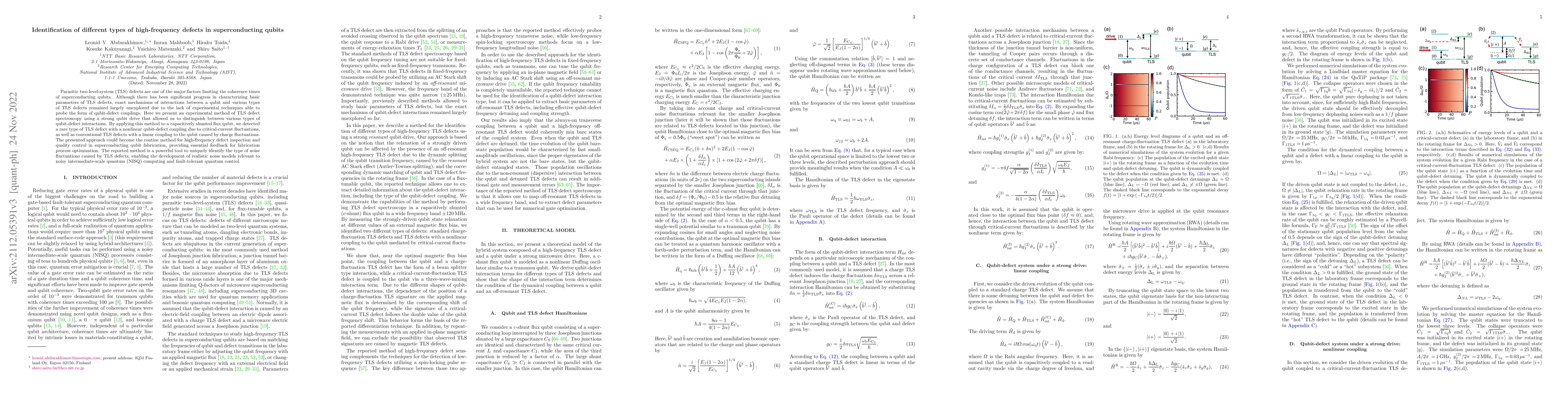 Thumbnail for Identification of different types of high-frequency defects in
  superconducting qubits