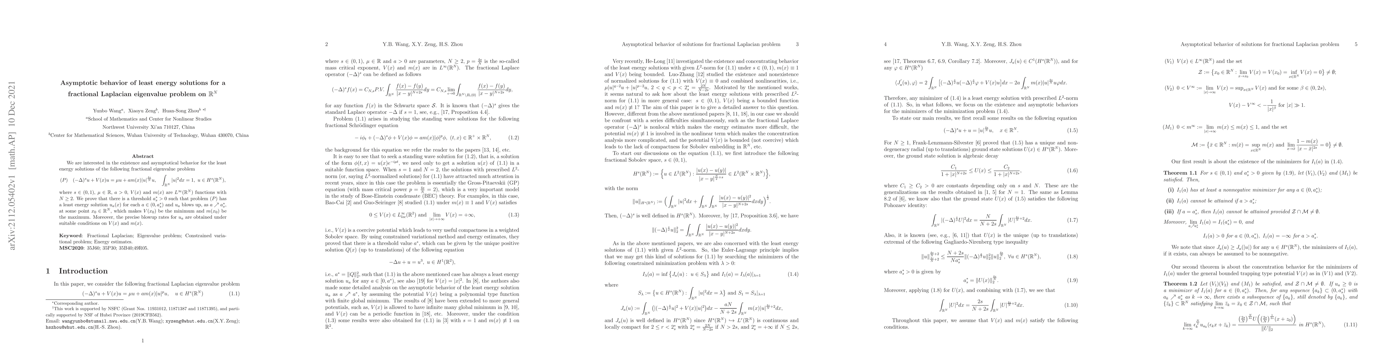 Thumbnail for Asymptotic behavior of least energy solutions for a fractional Laplacian
  eigenvalue problem on $R^N$