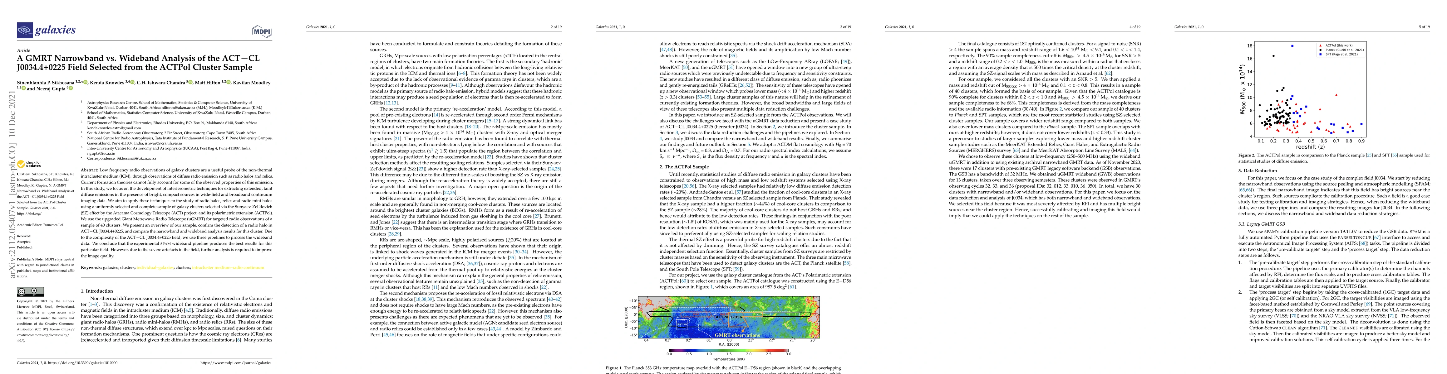 Thumbnail for A GMRT Narrowband vs. Wideband Analysis of the ACT-CLJ0034.4+0225 Field
  Selected from the ACTPol Cluster Sample