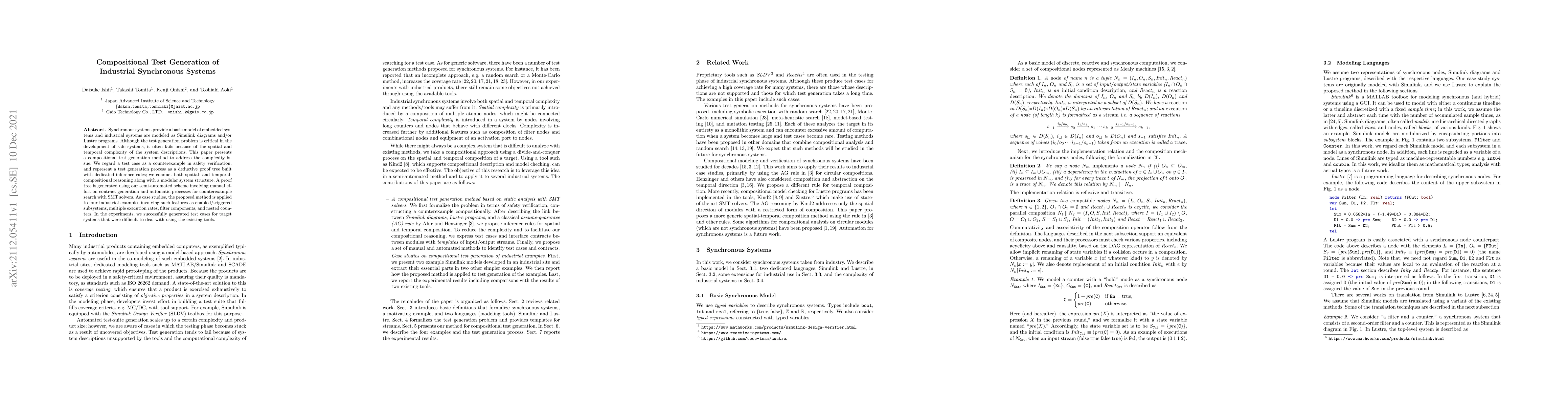 Thumbnail for Compositional Test Generation of Industrial Synchronous Systems