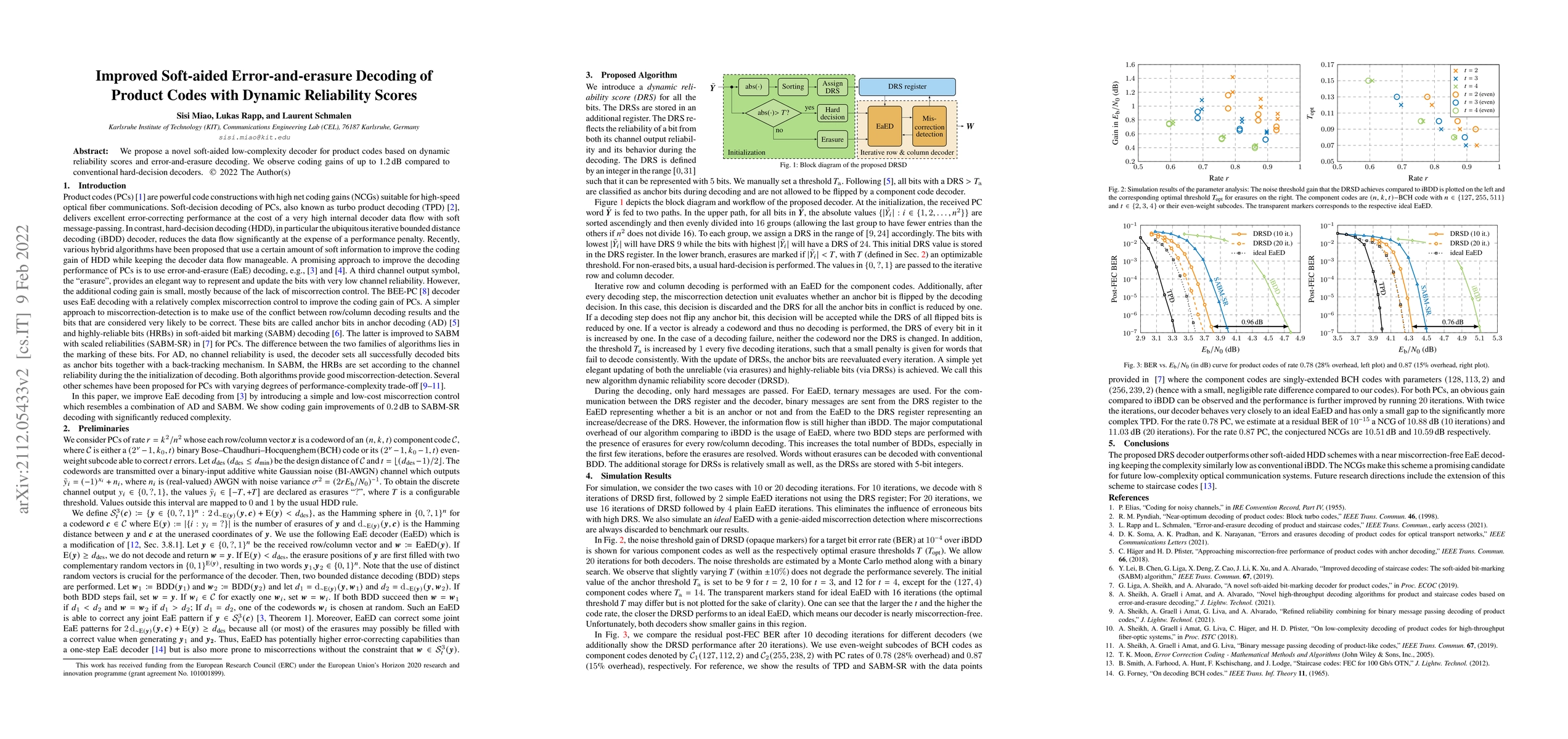 Thumbnail for Improved Soft-aided Error-and-erasure Decoding of Product Codes with
  Dynamic Reliability Scores