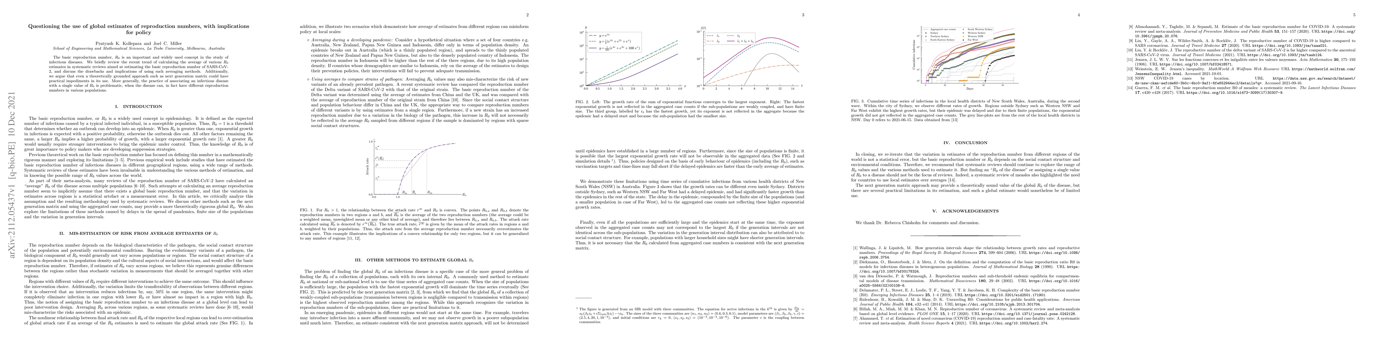 Thumbnail for Questioning the use of global estimates of reproduction numbers, with
  implications for policy