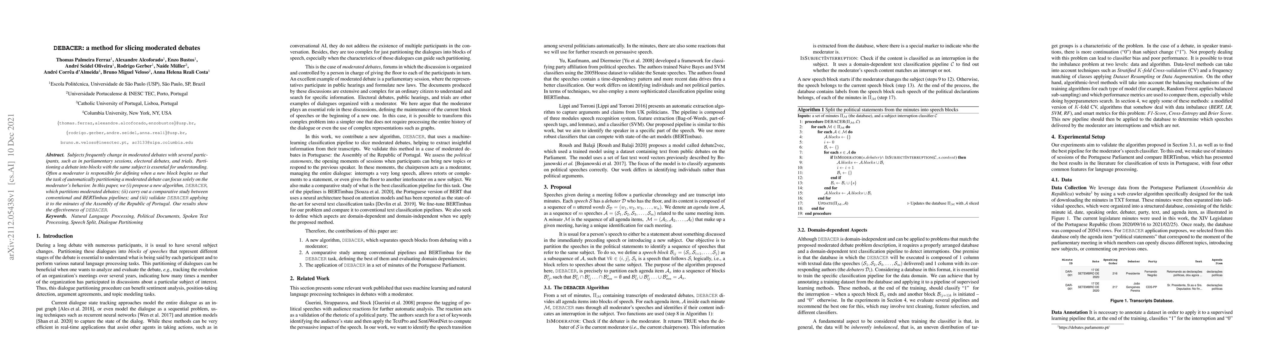 Thumbnail for DEBACER: a method for slicing moderated debates