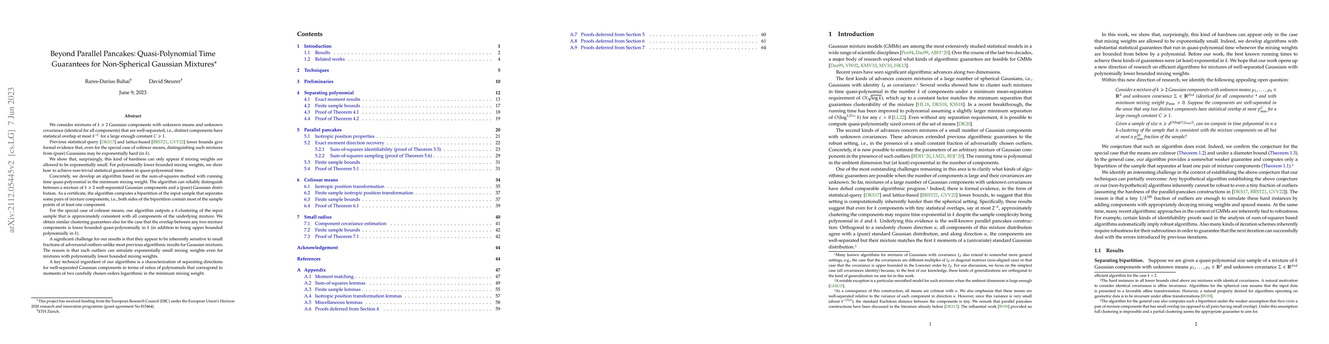 Thumbnail for Beyond Parallel Pancakes: Quasi-Polynomial Time Guarantees for
  Non-Spherical Gaussian Mixtures