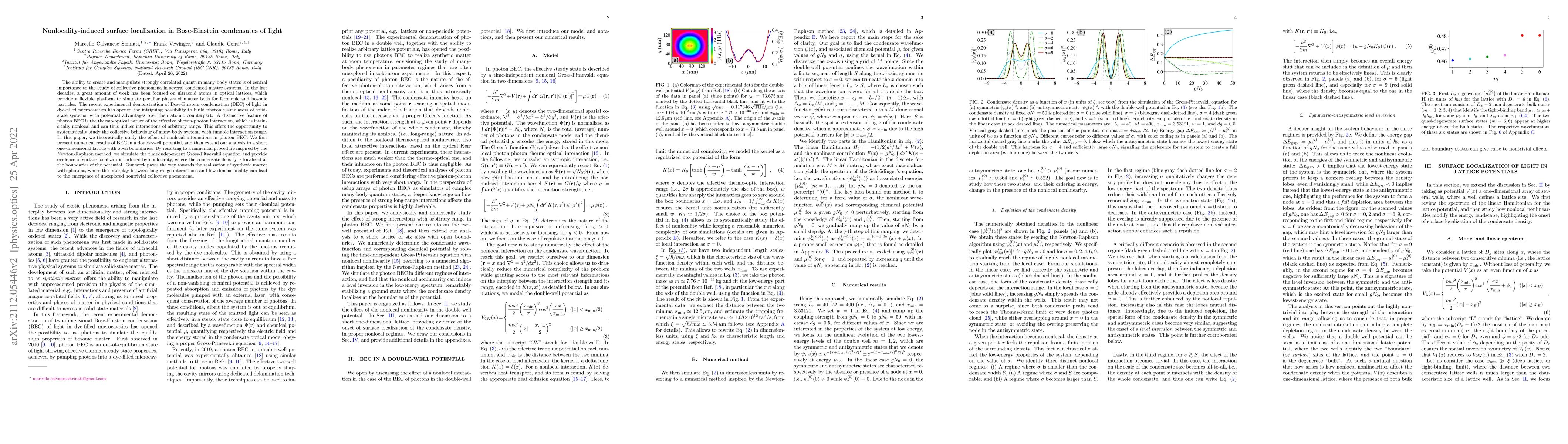 Thumbnail for Nonlocality-induced surface localization in Bose-Einstein condensates of
  light