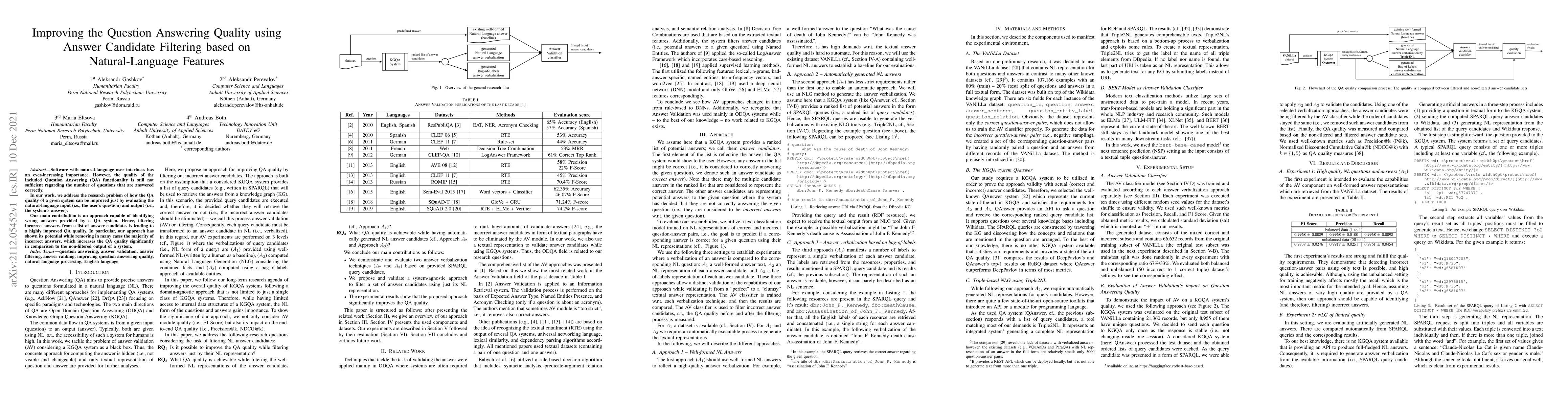 Thumbnail for Improving the Question Answering Quality using Answer Candidate
  Filtering based on Natural-Language Features