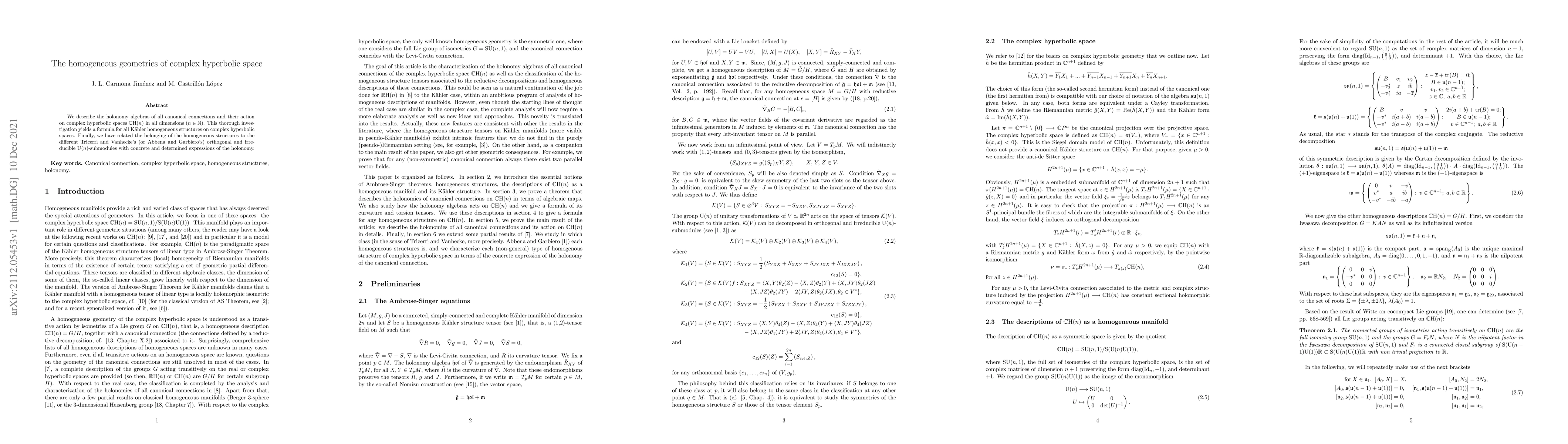 Thumbnail for The homogeneous geometries of complex hyperbolic space