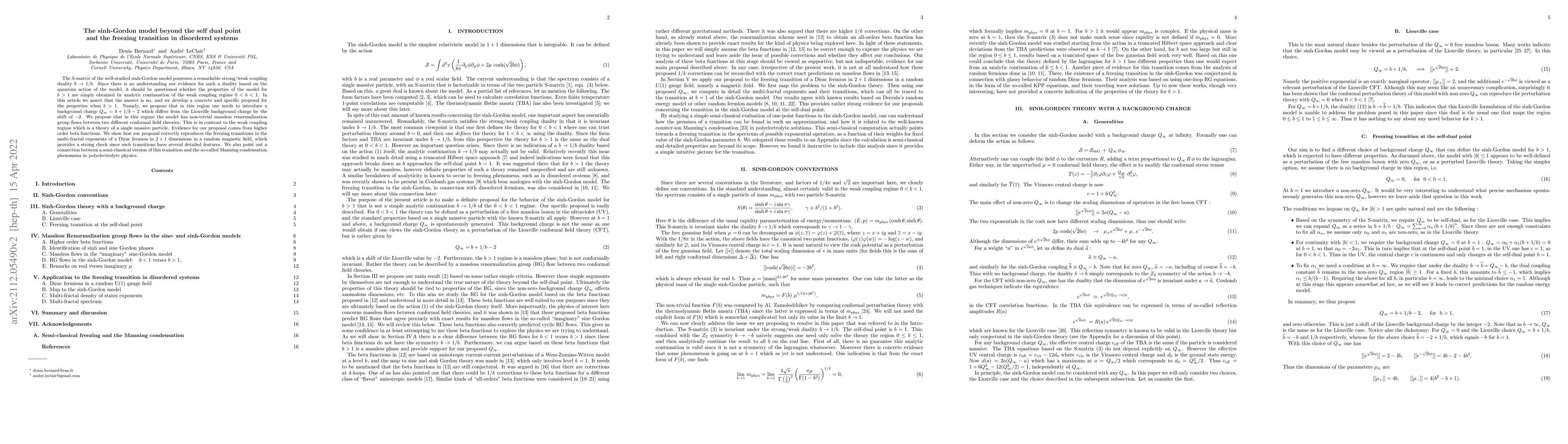 Thumbnail for The sinh-Gordon model beyond the self dual point and the freezing
  transition in disordered systems