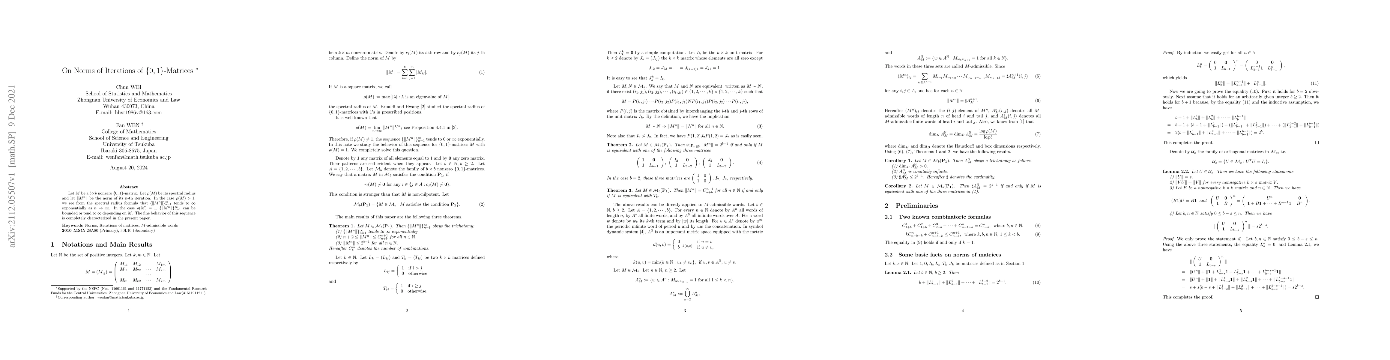 Thumbnail for On Norms of Iterations of {0,1}-Matrices
