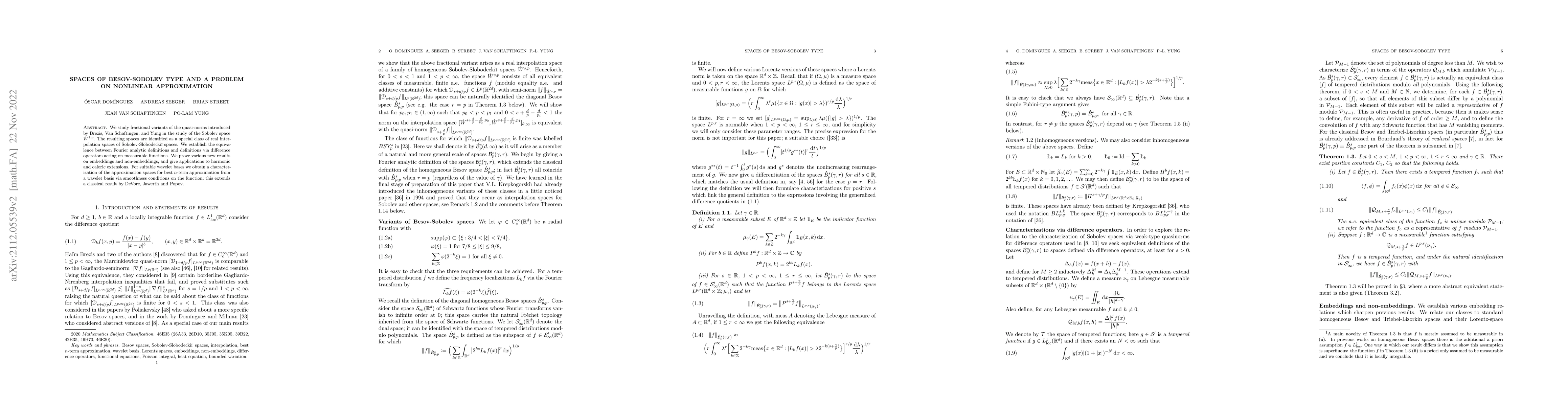 Thumbnail for Spaces of Besov-Sobolev type and a problem on nonlinear approximation
