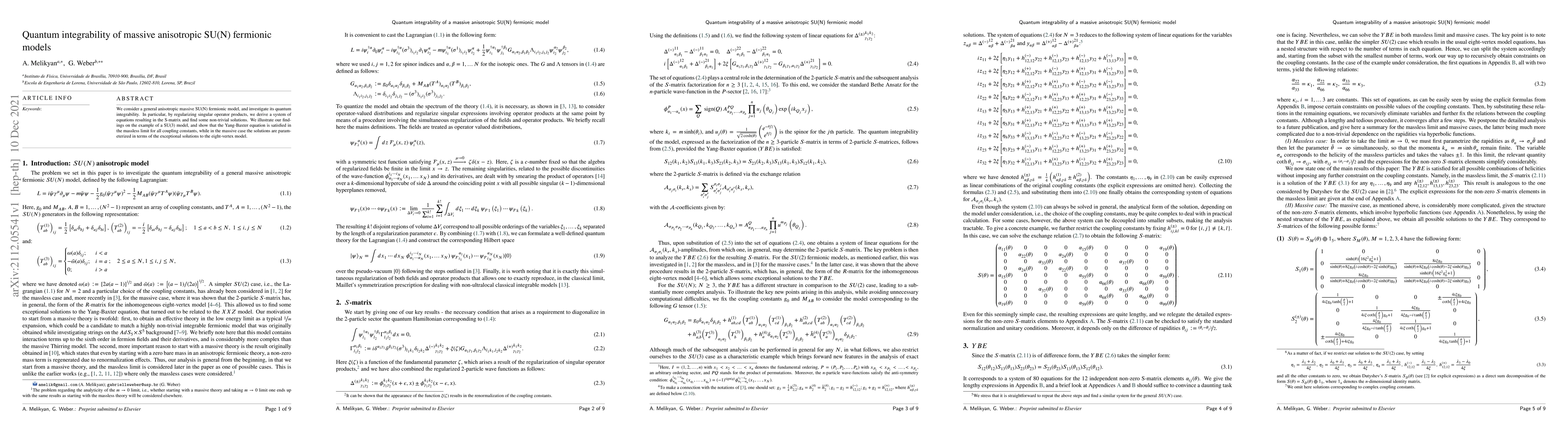 Thumbnail for Quantum integrability of a massive anisotropic SU(N) fermionic model