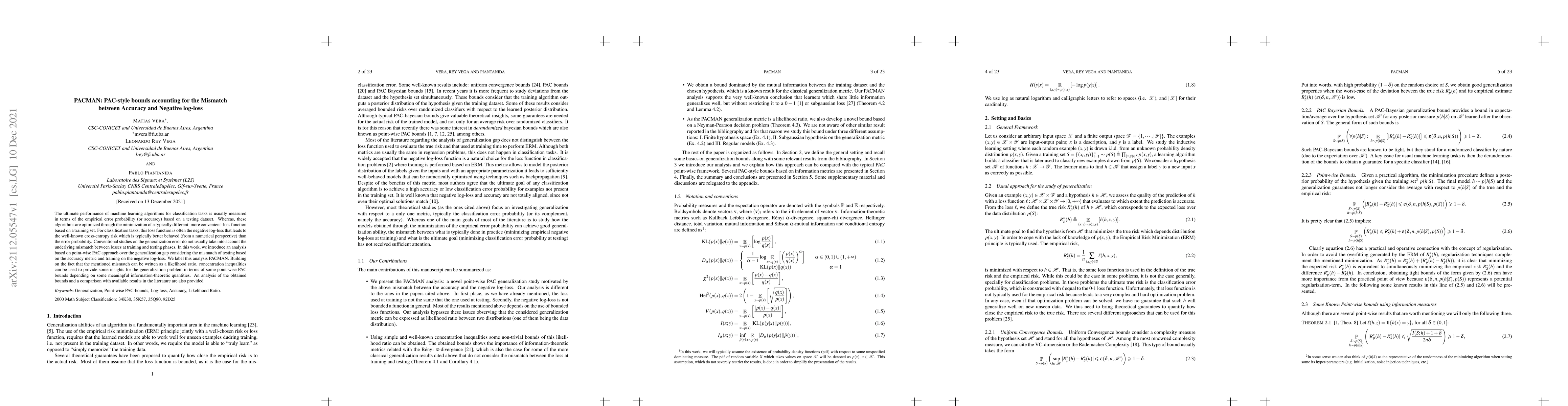 Thumbnail for PACMAN: PAC-style bounds accounting for the Mismatch between Accuracy
  and Negative log-loss