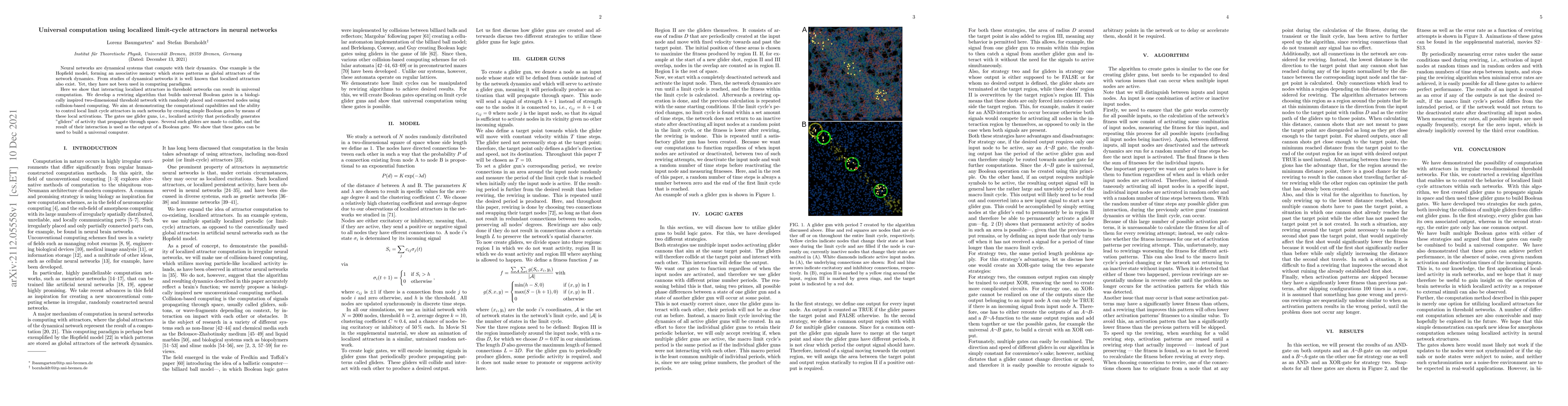 Thumbnail for Universal computation using localized limit-cycle attractors in neural
  networks