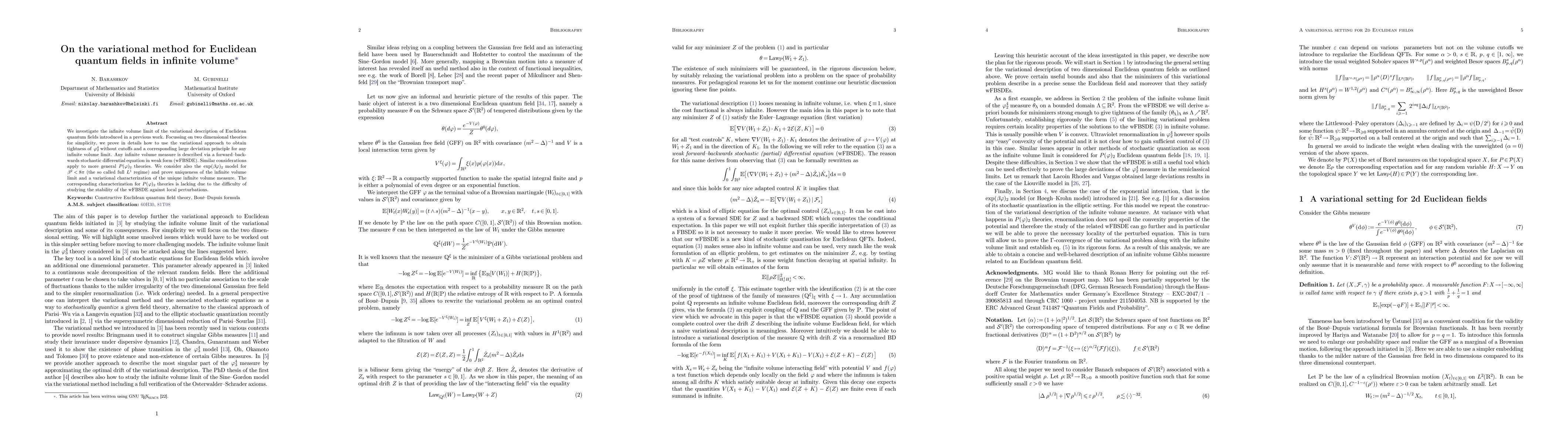 Thumbnail for On the variational method for Euclidean quantum fields in infinite
  volume
