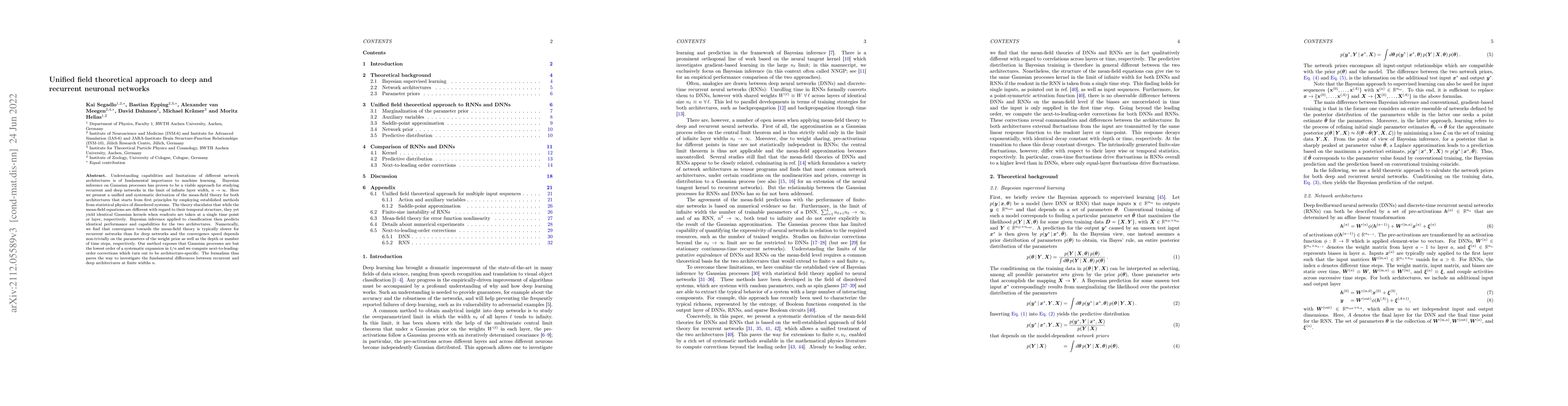 Thumbnail for Unified field theoretical approach to deep and recurrent neuronal
  networks