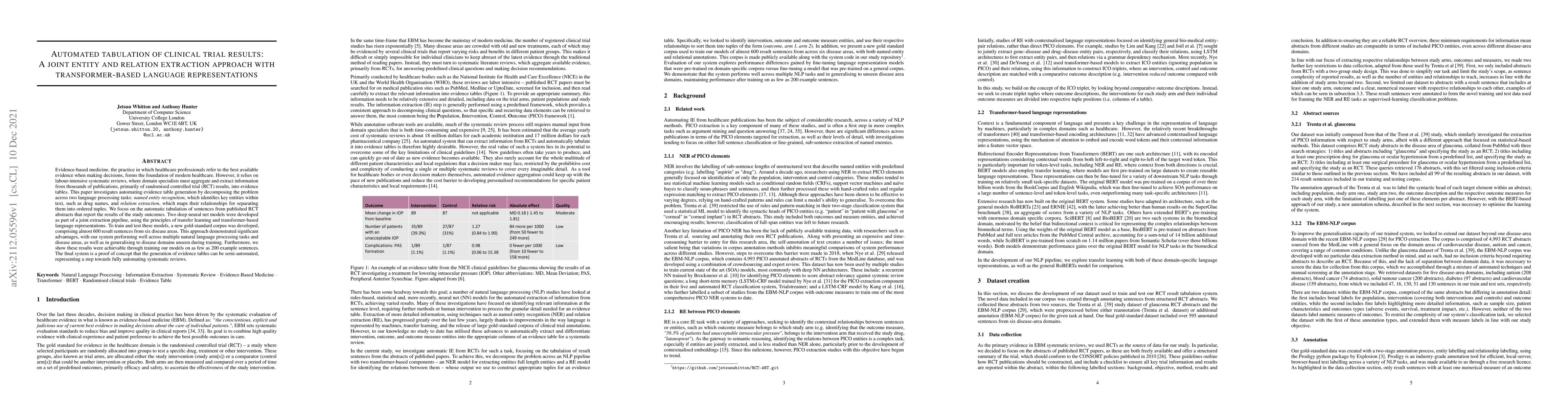 Thumbnail for Automated tabulation of clinical trial results: A joint entity and
  relation extraction approach with transformer-based language representations