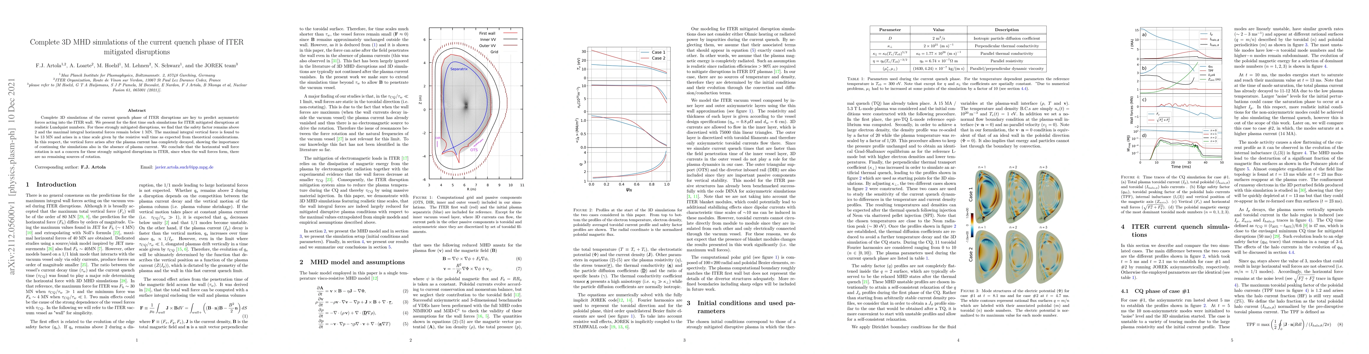 Thumbnail for Complete 3D MHD simulations of the current quench phase of ITER
  mitigated disruptions