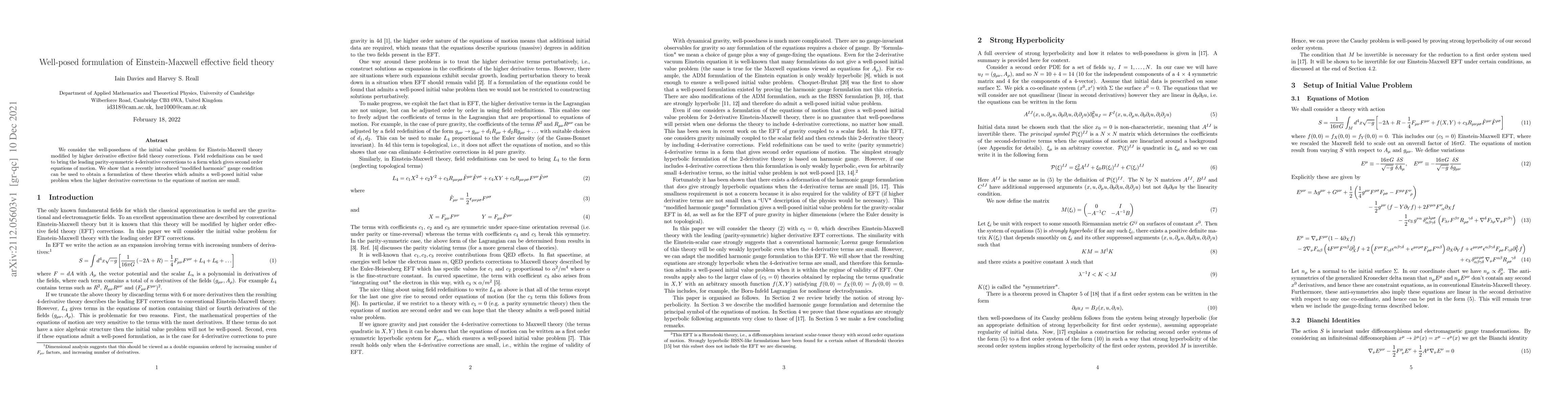 Thumbnail for Well-posed formulation of Einstein-Maxwell effective field theory
