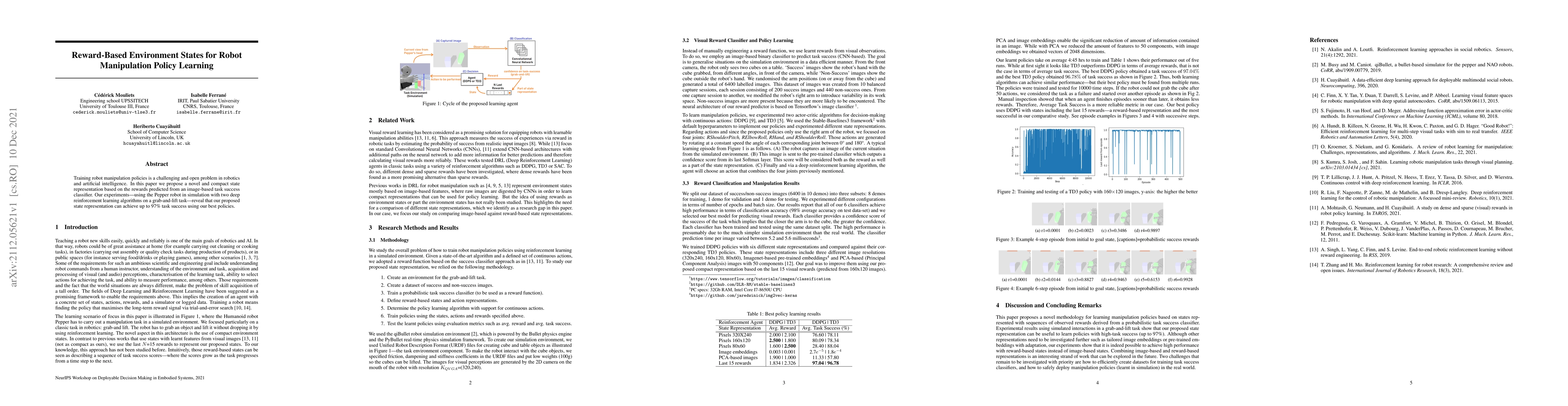 Thumbnail for Reward-Based Environment States for Robot Manipulation Policy Learning