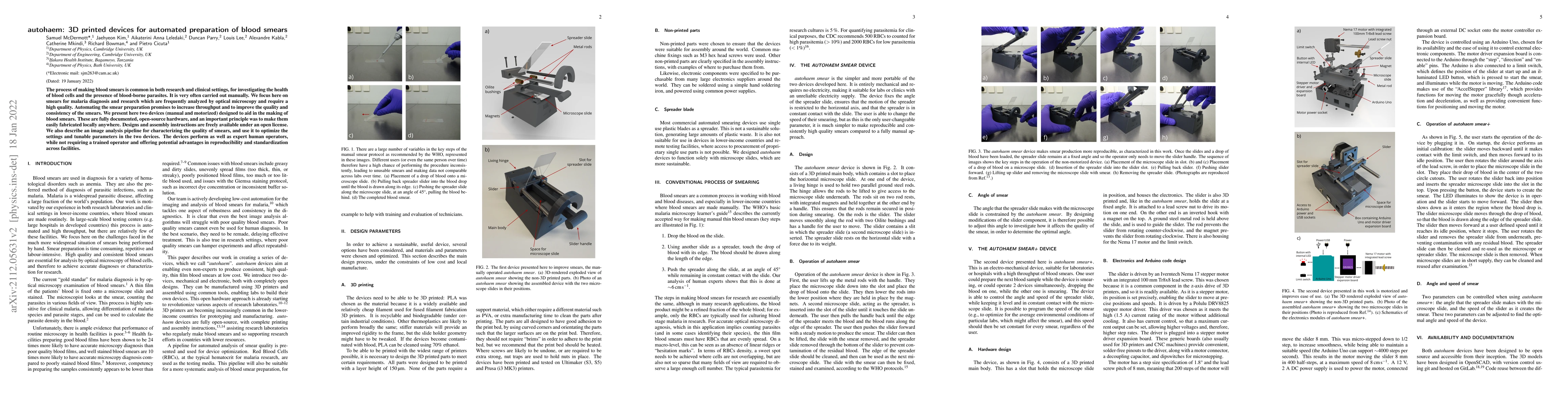 Thumbnail for autohaem: 3D printed devices for automated preparation of blood smears