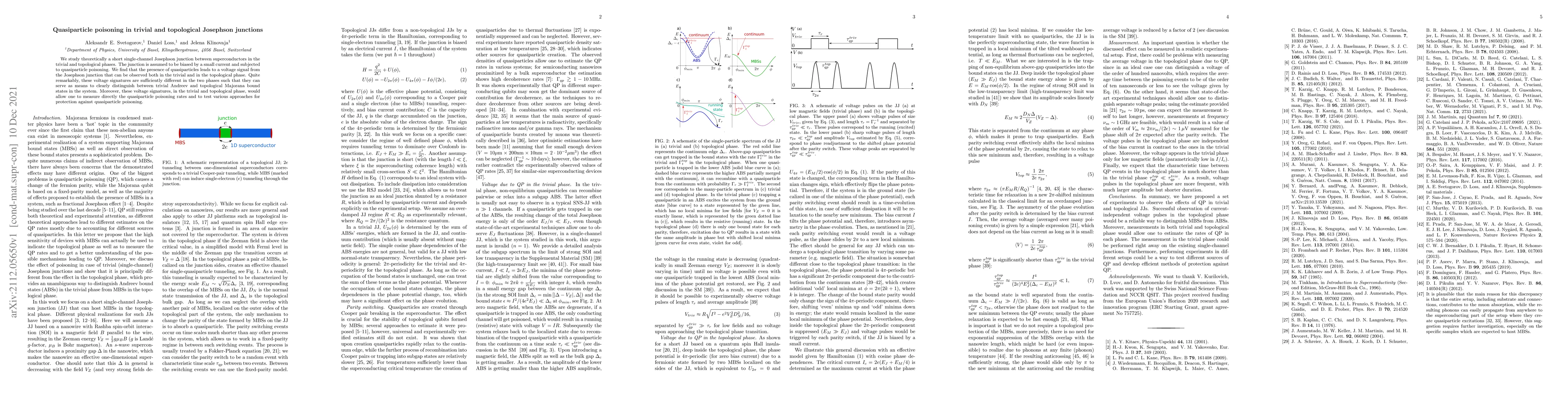 Thumbnail for Quasiparticle poisoning in trivial and topological Josephson junctions